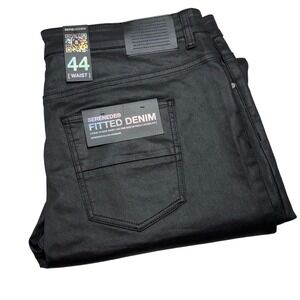 Serenede Fitted Denim Mens 44 Black Waxed Coated Slim Stretch Jeans Streetwear